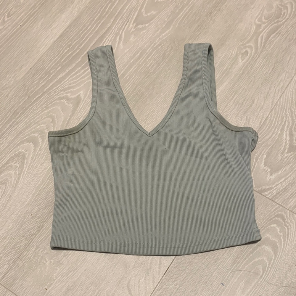 SHEIN Sage Green Ribbed Crop Top
